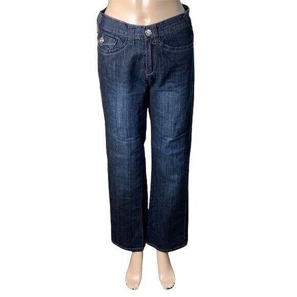 Bogari Womens Denim Blue Jeans Dark Wash Boot Cut Size 4 - Picture 1 of 9